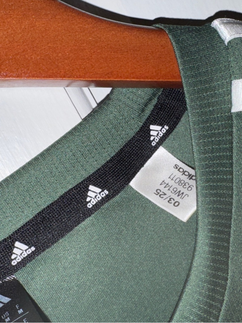 Adidas Men's Dark Green Short-Sleeve Training Tee With White Stripes View 3